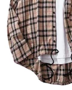 Chemise décontractée à carreaux gris pour homme, en coton et polyester, manches longues, boutonnée, motif à carreaux, toucher doux, style quotidien - Product Image 5