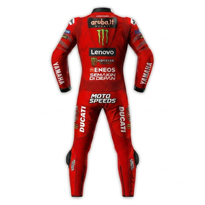ชุดแข่งรถมอเตอร์ไซค์ Fabio Quartararo MotoCP รุ่น Ramaha 1 ชิ้น ทำจากหนังวัว/หนังจิงโจ้ สำหรับขี่มอเตอร์ไซค์/แข่งรถ/จั๊มสูท  หนังแท้มาตรฐาน CE ระดับ 2 - Product Image 2
