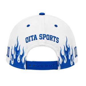 Casquette de baseball sportive bleu roi et blanc flamboyant, ajustable avec fermeture snapback, logo d'équipe brodé, respirante, imperméable, tissu 100% coton - Product Image 2