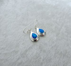 Blue <b>Opal</b> <b>Earrings</b> Sterling Silver Sparkly Flash <b>Opal</b> <b>Earrings</b> October Birthstone Jewelry Elegant Gift For Her - Product Image 1