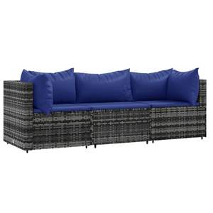 Conjunto de Muebles de Patio Grises con Cojines Azul Oscuro para Sofás de Jardín - Product Image 2