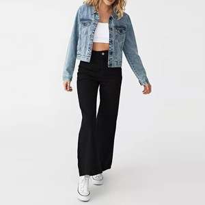 Veste en jean pour femme, bleu sable, coupe oversize, effet délavé, look vintage, boutonnée sur le devant, coupe décontractée style streetwear, OEM - Product Image 4