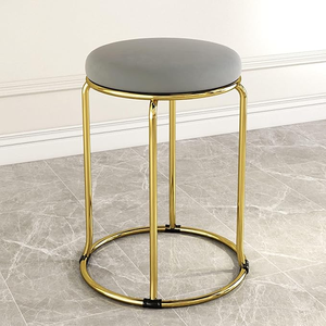 Tabouret rond en velours nordique avec pieds en métal, chaise de coiffeuse moderne pour chambre à coucher, salon et dressing - Product Image 3