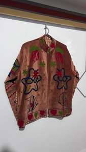 Veste en velours cuivré Handmaid Suzani, motif étoile de mer brodé, manteau bohème, cadeau pour une amie - Product Image 4