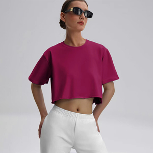 Fabricante de Camisetas Cortas de Moda Urbana, Camisetas Cortas Blancas al por Mayor para Mujer, Camisetas Cortas Casuales de Algodón de Talla Grande, Camisetas de Fábrica OEM - Product Image 5