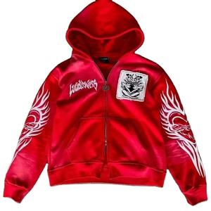 เสื้อฮู้ดซิปพิมพ์ลายดิจิทัลผ้าโพลีเอสเตอร์/คอตตอน ระบายอากาศได้ดี สไตล์โกธิคใหม่ สำหรับผู้ชายและผู้หญิง ทรงหลวม - Product Image 6