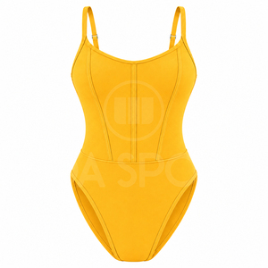 Maillot de bain une pièce personnalisé pour femme, coupe haute, couleur unie, tissu extensible, séchage rapide, écologique, respirant, marque privée - Product Image 2