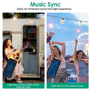 52.5FT Smart RGB LED Outdoor <b>String</b> Lights Colorful Patio Lights IP66 Waterproof for Stage Lighting - Product Image 5