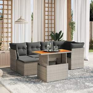 Ensemble de canapés de jardin gris en rotin, 6 places, résistant aux intempéries, mobilier d'extérieur au design contemporain - Product Image 3