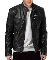 Nouvelle veste bomber en cuir noire élégante pour homme avec col montant, personnalisable pour la conception, prête pour l'hiver