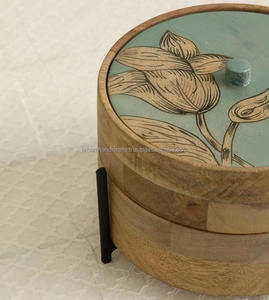 100% olla caliente de madera de mango Natural Chapati Roti Box utensilios de cocina artesanales de lujo para el hogar y restaurante Almacenamiento y contenedor de alimentos - Product Image 2