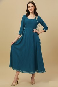 Kurti largo de georgette del fabricante Rama con forro de crepé, estilo acampanado y ajustado, manga 3/4, completamente cosido, kurta de uso regular. - Product Image 3