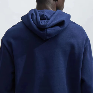 Sweat-shirt à capuche surdimensionné bleu marine de qualité supérieure pour hommes, en coton mélangé doux, avec logo personnalisé, streetwear, essentiel pour l'hiver - Product Image 4