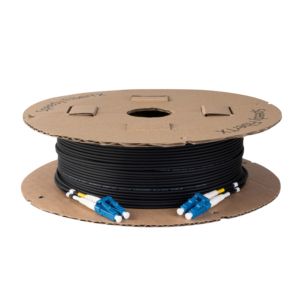 Cable de parche de fibra óptica blindado para exteriores 17M LC/U G657A2 Puente monomodo dúplex con chaqueta negra LSZH a prueba de rayos UV - Product Image 1