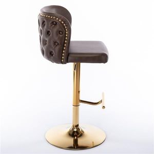 Sgabelli da Bar Moderni in PU Imbottiti con Schienale Intero Trapuntato, Altezza Regolabile, Girevoli, per Casa, Pub o Soggiorno - Product Image 4