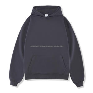 Sweat à capuche en coton brodé avec logo personnalisé de haute qualité, uni, vierge, sans ficelle, polaire lourde, streetwear, sweat à capuche oversize épais pour hommes - Product Image 6