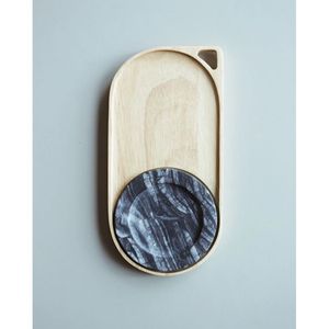 ถาดเสิร์ฟไม้รูปวงรีลายเรขาคณิตแบบมินิมอล ทำด้วยมือ สำหรับใช้ในครัว ห้องรับประทานอาหาร ชา กาแฟ ขนม อาหารเช้า ตกแต่งบ้าน - Product Image 1