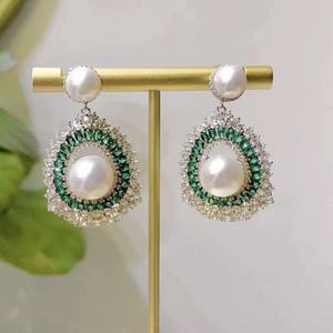 12-13mm Natural <b>Pearl</b> Dangle <b>Earrings</b> with 925 Sterling <b>Silver</b> High Heel Design Strong Light Slight Flaws in Gift Box - Product Image 2