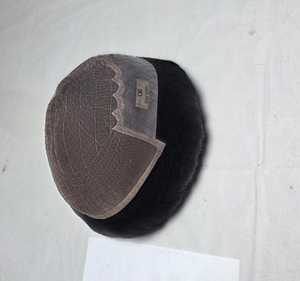 Half <b>Wig</b> Human Hair Toupee Mesh Cap Natural Black Hair System For <b>Men</b> - Product Image 6