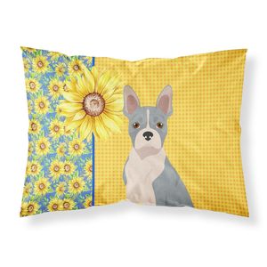 Verano girasoles azul Boston Terrier funda de almohada estándar ligero súper suave fácil cuidado decorativo ilustraciones fundas de cojines - Product Image 1