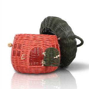 Bolsos infantiles de ratán coloridos, encantadoras cestas con forma de casa de hongos, cestas hechas a mano con asas. - Product Image 1