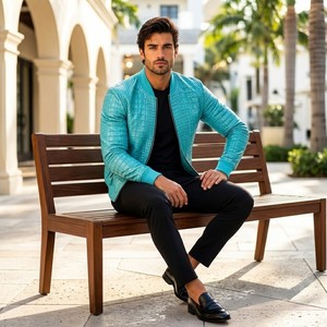 Blouson Bomber en Cuir Croco 100% Original pour Homme – Été, Imperméable, Respirant, Coupe-Vent, Style Vintage, Dos et Col - Product Image 6