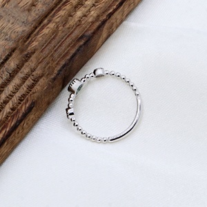 Natural <b>Emerald</b> 925 Sterling Silver Beaded <b>Band</b> <b>Ring</b> | Diamond Accent Handmade Fine Jewelry Gift for Women Wholesale Price - Product Image 2