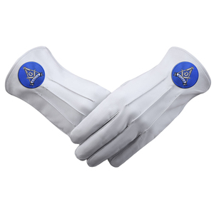 Gants de Maître Maçon de Loge Bleue en Coton Blanc avec Croix et Compas Dorés, Haute Qualité et Durabilité, Gants Maçonniques, Toutes Quantités - Product Image 4