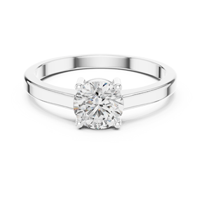 Anillo de Compromiso de Moissanita con Corte Exquisito, Diseño Solitario, Diamante de Laboratorio de Alta Claridad, Acero Inoxidable, Chapado en Oro de 14K, Estilo Art Deco - Product Image 1