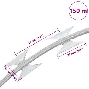 Alambre de Púas de Acero Galvanizado Tipo Concertina BTO-22, 492.1'' de Largo, para Seguridad - Product Image 5