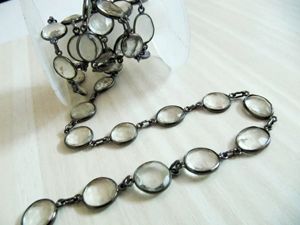 Cadena Conectora de Cuarzo Natural en Forma de Pepita Irregular de 12 a 15 mm, Chapada en Plata, Oro y Negro, de Eminent Jewel - Product Image 2