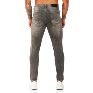Casual Denim Pants Vintage Casual Custom Logo Skinny Slim Fit <b>Jeans</b> Men - Product Image 1