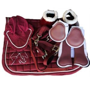 Juegos de mantillas para caballo, protectores de orejas, botas de tendón de piel de oveja, mantillas para doma y salto con relleno de algodón y forro polar. - Product Image 5