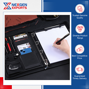 Última Llegada en Stock: Carpeta de Anillas de Cuero PU de Calidad Estándar con Organizador de Múltiples Bolsillos para Material Escolar y de Oficina - Product Image 3