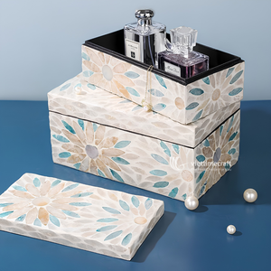 Mother of Pearl Jewelry <b>Box</b> <b>Floral</b> Inlaid Storage Case Handmade Decorative Organizer for Gift and Craft - Product Image 5