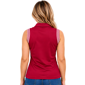 Crimson Equestrian Sleeveless Patch Collar <b>Polo</b> <b>Shirt</b> for <b>Women</b> Slim Fit Horse Riding Training Top Custom Wholesale Performance - Product Image 2