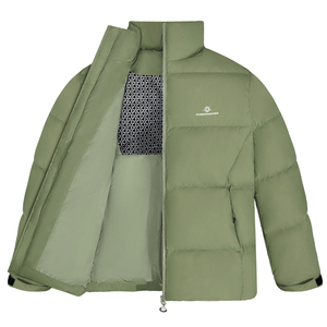 Men's <b>White</b> <b>Puffer</b> <b>Jacket</b> Stand Collar Zipper Closure Windproof Casual Winter <b>Jacket</b> Regular Fit Polyester Wadding - Product Image 5