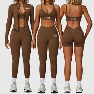 Quick-Dry Breathable High Waist 2-Piece Spandex Yoga Leggings Set - Product Image 3