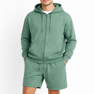 Sweat à capuche zippé personnalisé avec strass sur les manches, coupe classique, respirant, oversize, pour hommes, femmes, unisexe, surpiqûres blanches, 100% coton - Product Image 1