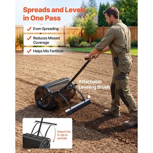 Spargiconcime da Giardino in Acciaio Verniciato a Polvere da 24 Pollici con Maniglia a Spinta/Trascinamento e 4 Altezze Regolabili - Product Image 3