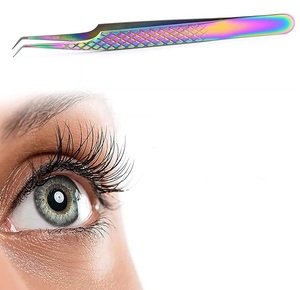 Meilleures ventes : Pinces à cils arc-en-ciel / Pinces volume en acier inoxydable droites, courbées et en forme de X - Product Image 4