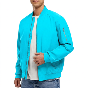 Men's <b>Light</b> Gray <b>Jacket</b> Zipper Stand Collar Casual Windproof Polyester Autumn Wear - Product Image 3