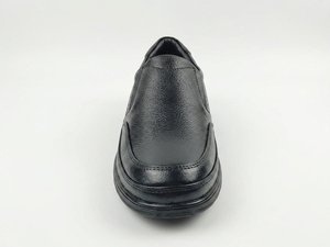 Chaussures de marche pour hommes en cuir véritable noir, à enfiler, bout rond, semelle intermédiaire EVA amortie, semelle extérieure en caoutchouc, toutes saisons - Product Image 2