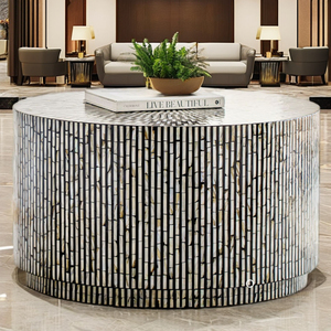 Mesa de centro minimalista de lujo con diseño de tira de incrustaciones de fregona de hueso pieza decorativa elegante para sala de estar u oficina - Product Image 3