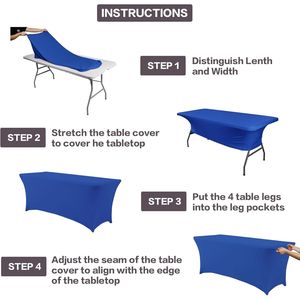Confezione da 2 Copritavolo Elasticizzati Blu Royal da 6 Piedi, Lavabili, Rettangolari, per Eventi - Product Image 3