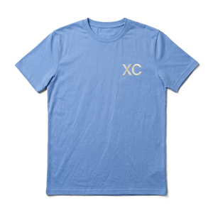 Camiseta de Manga Corta para Hombre, Color Azul Claro, Lisa, con Logotipo XC, Cuello Redondo, Corte Regular, 100% Algodón, Transpirable, de Secado Rápido, Tejido de Punto - Product Image 2