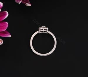 Diamond Cluster <b>Ring</b> 0.50 Ct Natural Diamonds Rectangular Bar Vintage Style Sterling Silver - Product Image 4
