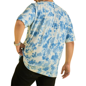 T-shirt pour homme en coton à col rond imprimé bleu ciel, taille plus, coupe classique, manches courtes, vente en gros OEM ODM - Product Image 4