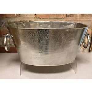 Seau à glace en aluminium massif de haute qualité, finition argent antique, capacité 12L, forme carrée avec poignées, idéal pour les mariages - Product Image 1