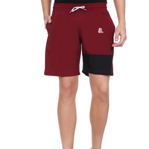 <b>Men's</b> <b>Red</b> Solid Blocked Quick Dry High Waist Drawstring Bermuda <b>Shorts</b> with Front Logo Pockets High Street Style - Product Image 1